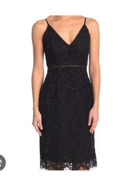 Astr the Label Womens Size L Large Black Spaghetti Strap Lace Sheath Dress NWOT